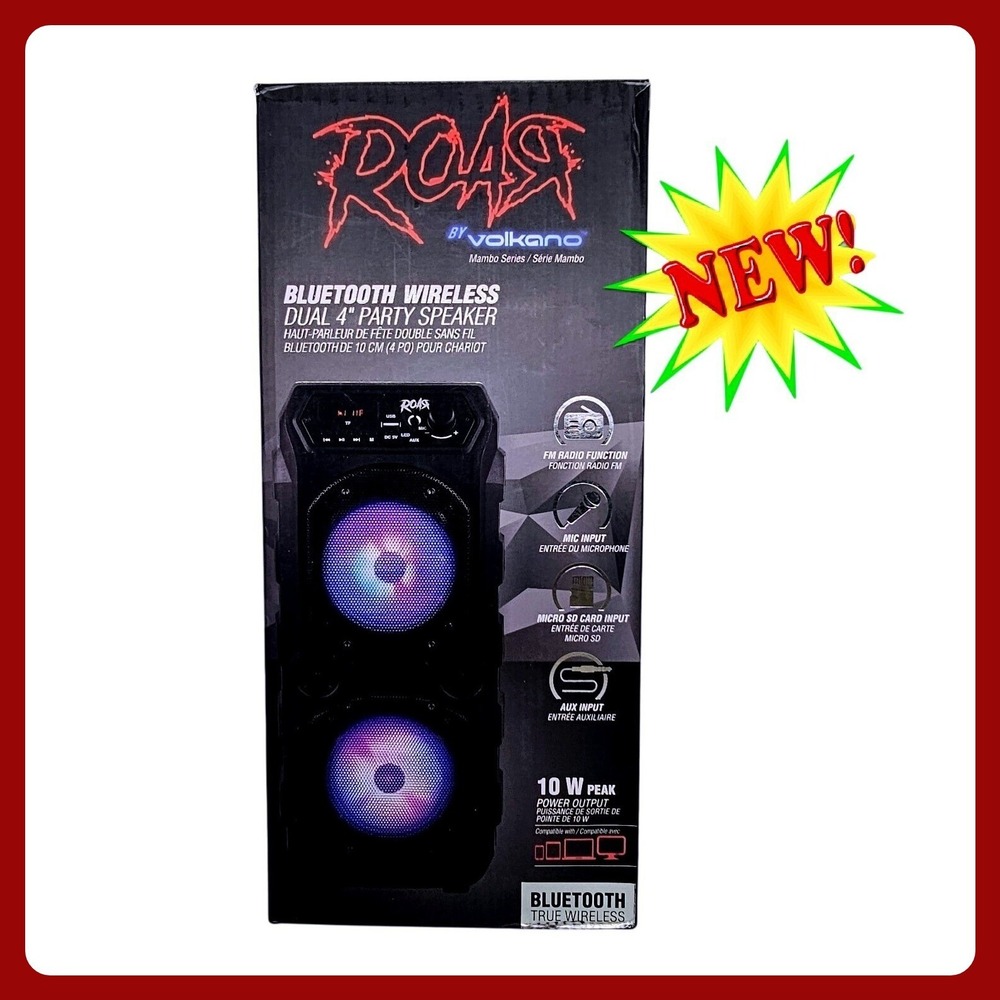 Portable Party Speaker Bluetooth Wireless Dual LED Light Rechargeable Karaoke FM